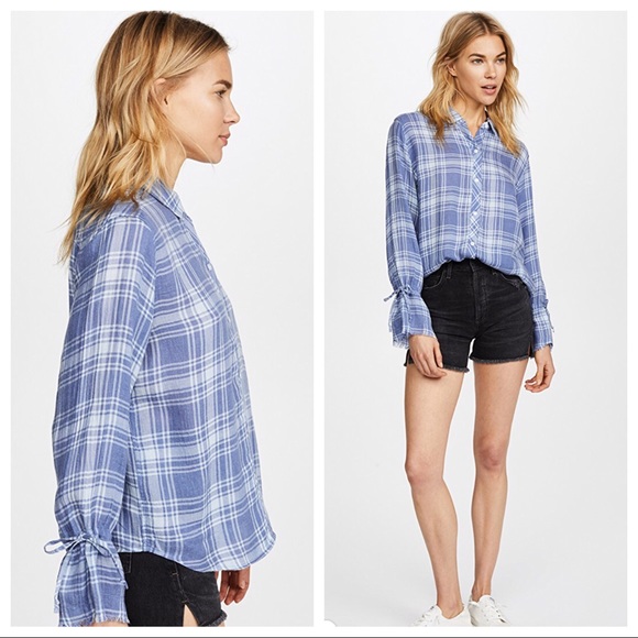 Rails Astrid Cali Blue Tie Cuff Shirt - Picture 2 of 8